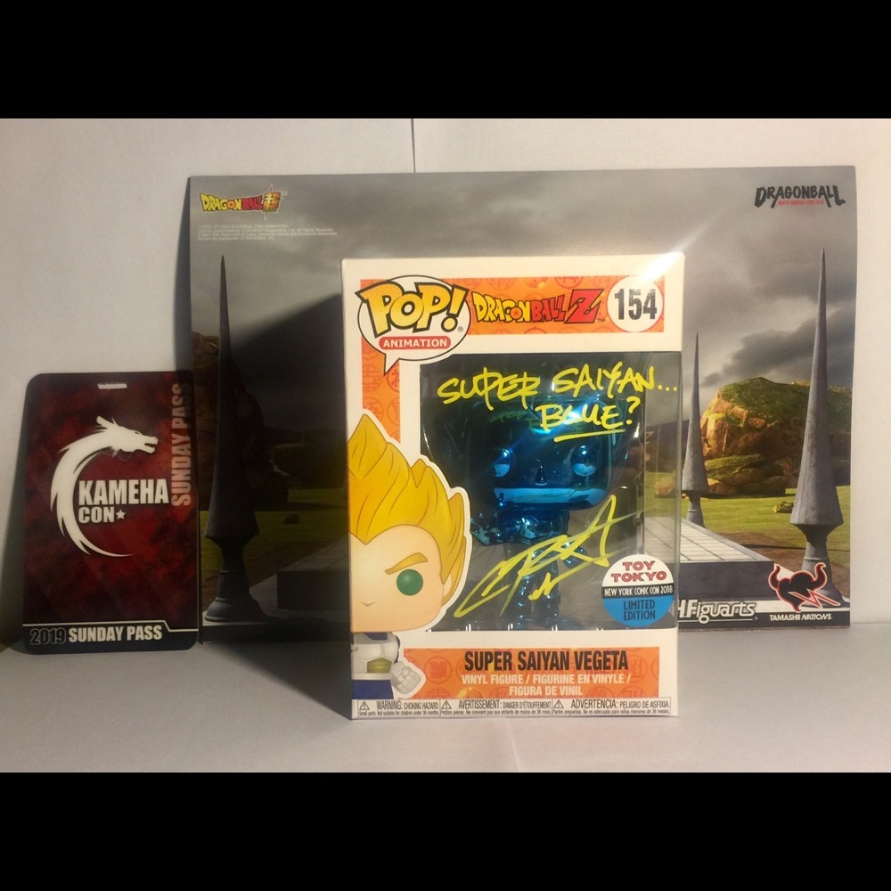 Funko pop vegeta blue chrome Signed Chris sabat